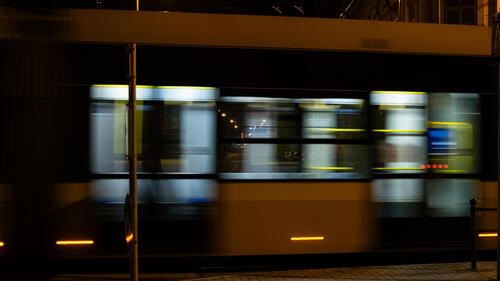 Tram on the move